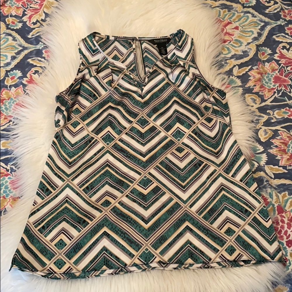 Silk White House Black Market Green Sleeveless